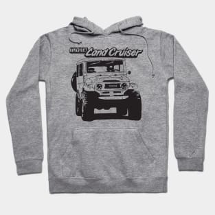 Hand-Drawn FJ40 Toyota Landcruiser Badge Black Hoodie